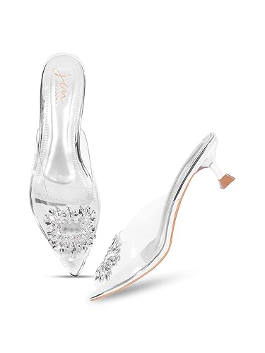 JM LOOKS Kitten Heels Transparent For women