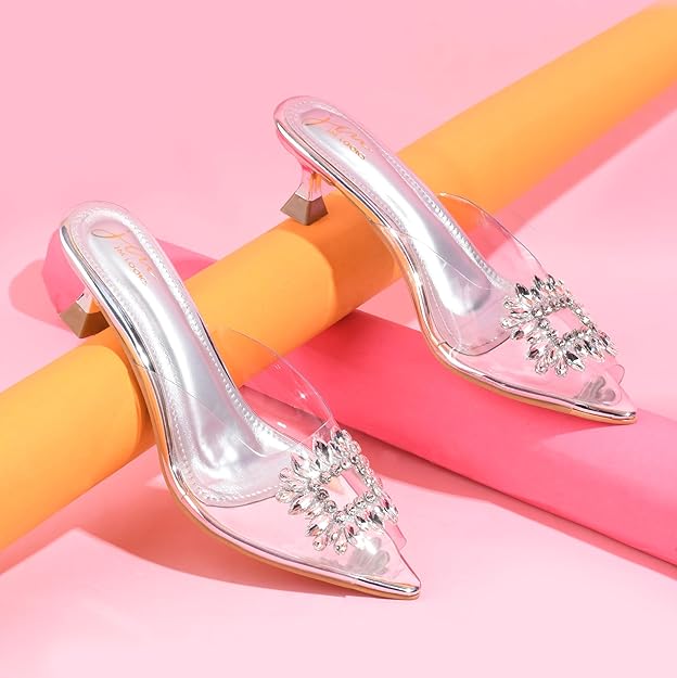 JM LOOKS Kitten Heels Transparent For women